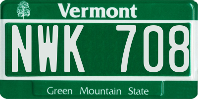 VT license plate NWK708