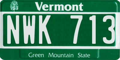 VT license plate NWK713