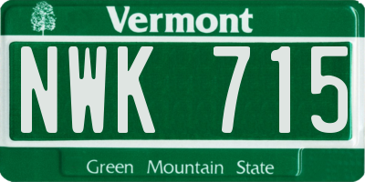 VT license plate NWK715