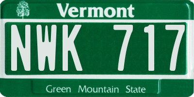 VT license plate NWK717