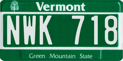 VT license plate NWK718