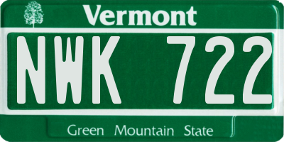 VT license plate NWK722