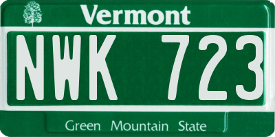 VT license plate NWK723
