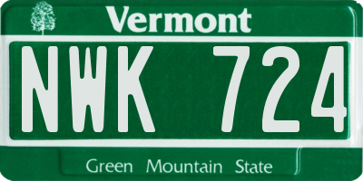 VT license plate NWK724
