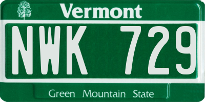 VT license plate NWK729
