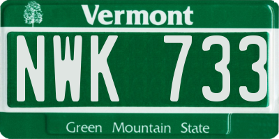 VT license plate NWK733