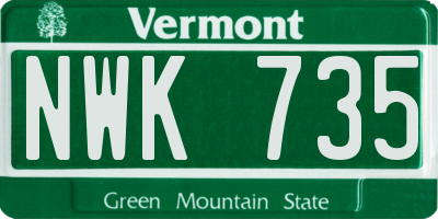 VT license plate NWK735