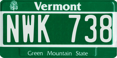 VT license plate NWK738