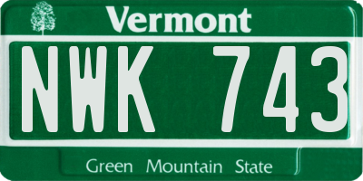 VT license plate NWK743