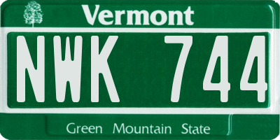 VT license plate NWK744