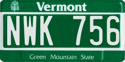 VT license plate NWK756