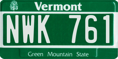 VT license plate NWK761