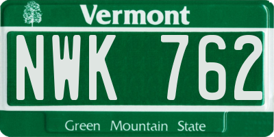 VT license plate NWK762