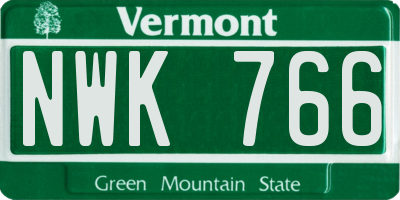 VT license plate NWK766