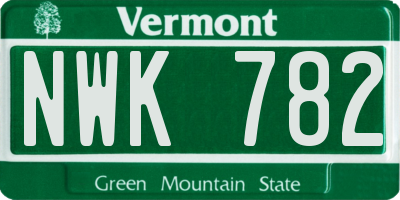 VT license plate NWK782