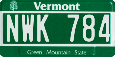 VT license plate NWK784