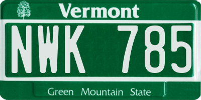 VT license plate NWK785