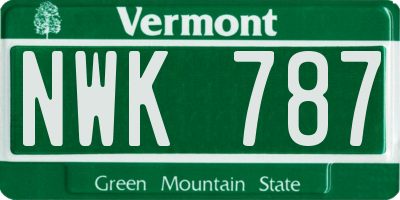 VT license plate NWK787