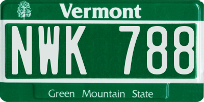VT license plate NWK788