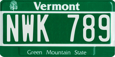 VT license plate NWK789