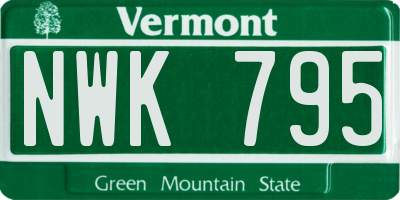 VT license plate NWK795