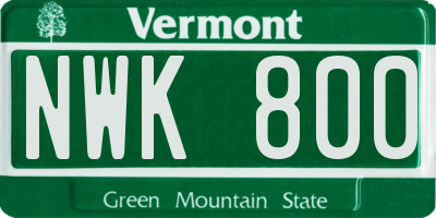 VT license plate NWK800