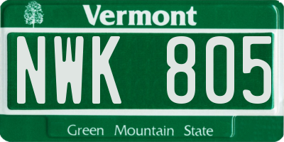 VT license plate NWK805