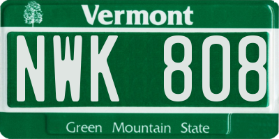 VT license plate NWK808