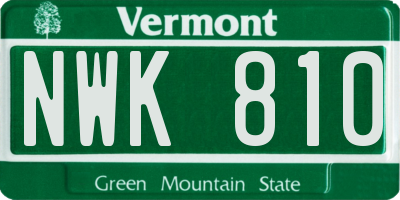 VT license plate NWK810