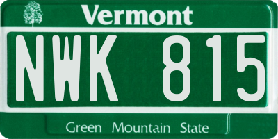 VT license plate NWK815