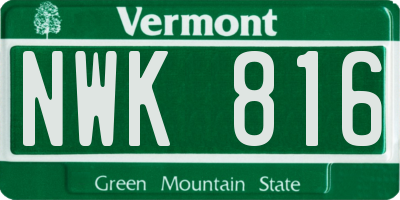 VT license plate NWK816