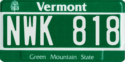 VT license plate NWK818