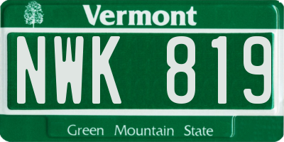 VT license plate NWK819