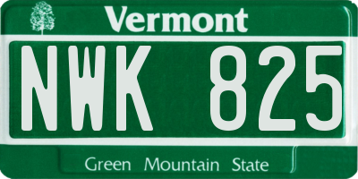 VT license plate NWK825