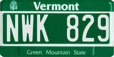 VT license plate NWK829