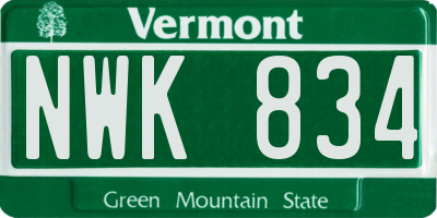 VT license plate NWK834