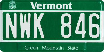 VT license plate NWK846