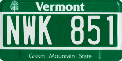 VT license plate NWK851