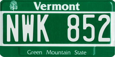 VT license plate NWK852