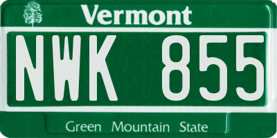 VT license plate NWK855