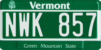 VT license plate NWK857