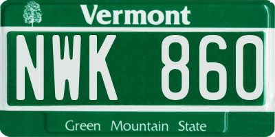 VT license plate NWK860