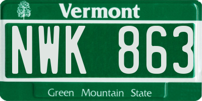 VT license plate NWK863