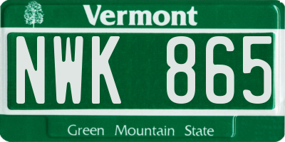VT license plate NWK865