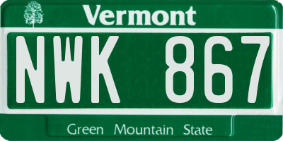 VT license plate NWK867