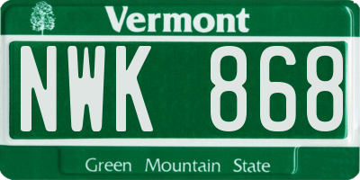 VT license plate NWK868