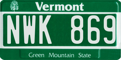 VT license plate NWK869