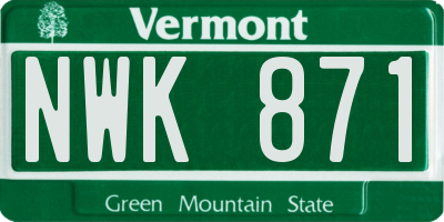 VT license plate NWK871