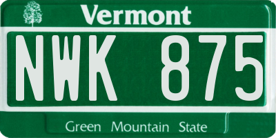 VT license plate NWK875