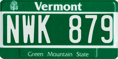 VT license plate NWK879